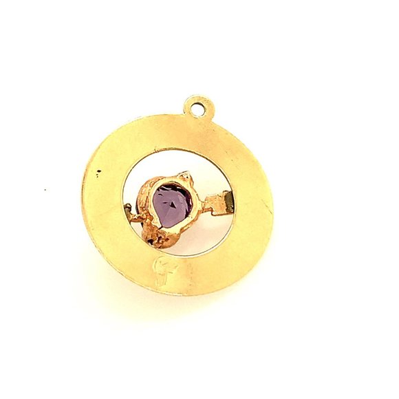 14K Yellow Gold Purple Cubic Zirconia Star Disc Pendant - Picture 4 of 7